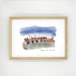 Aquarelle de Toulouse "Pont...